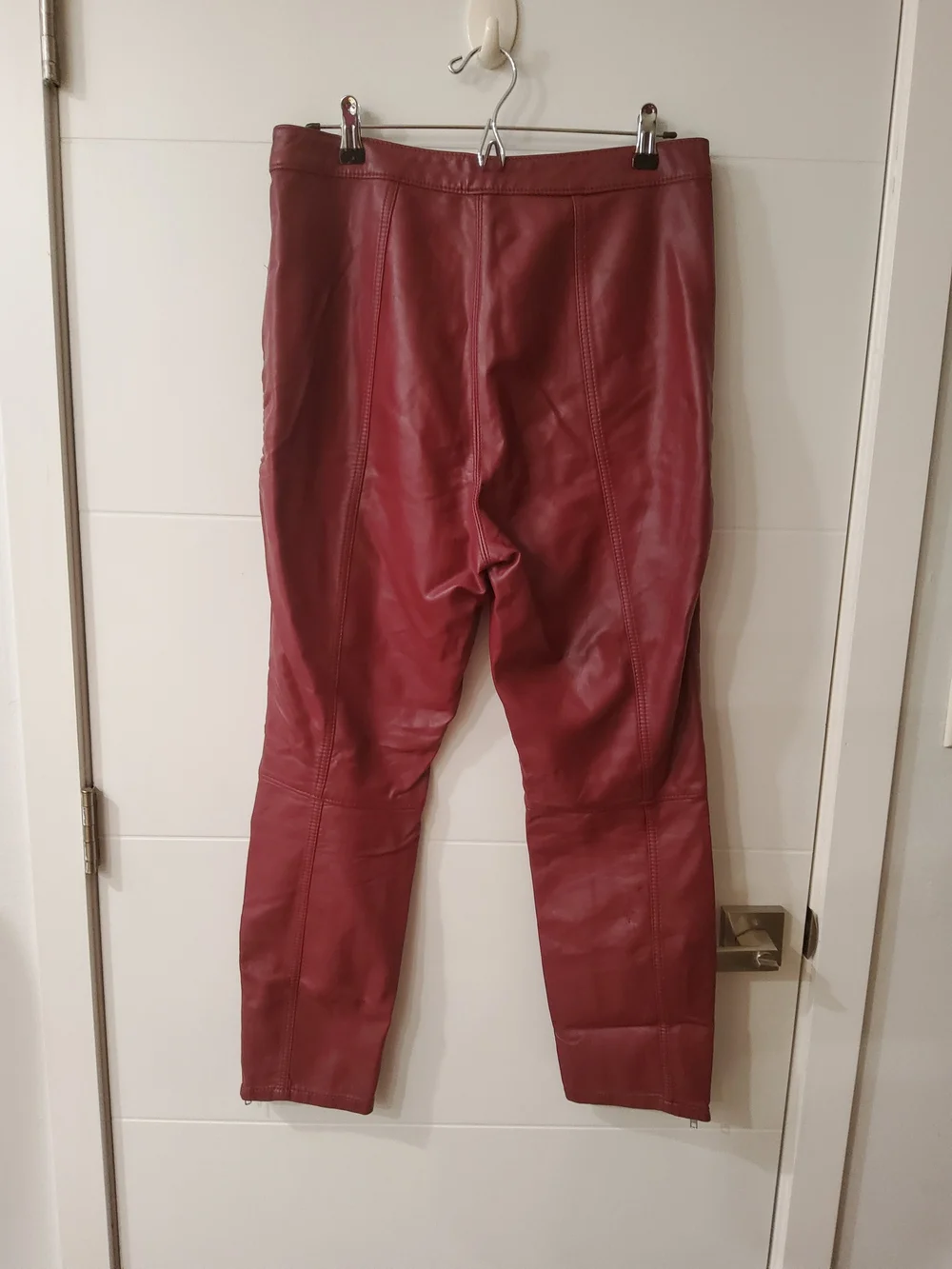 Free People Kaelin Burgundy Faux Leather Moto Cropped Pants